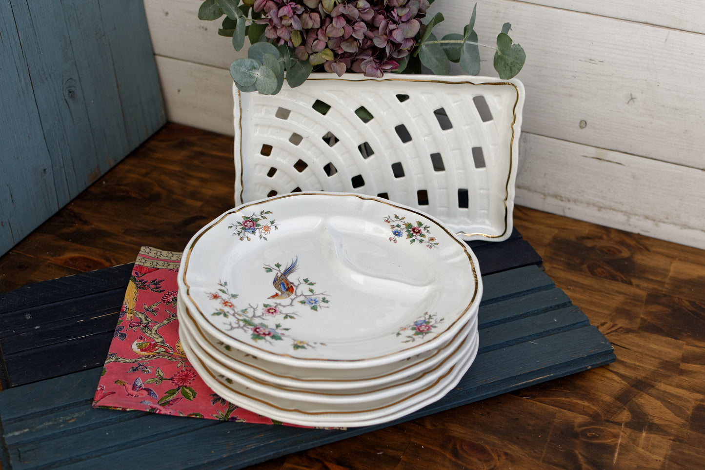 1960s ~ LONGCHAMP ~ France ~ French Vintage Ironstone Floral Asparagus Plate ~ Terre de Fer