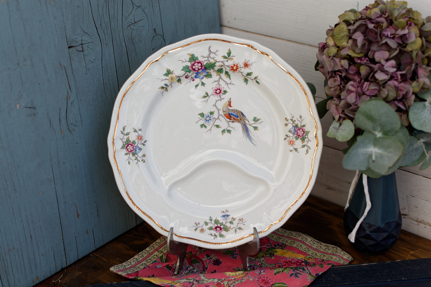 1960s ~ LONGCHAMP ~ France ~ French Vintage Ironstone Floral Asparagus Plate ~ Terre de Fer