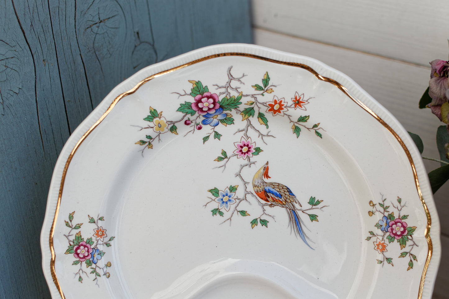 1960s ~ LONGCHAMP ~ France ~ French Vintage Ironstone Floral Asparagus Plate ~ Terre de Fer
