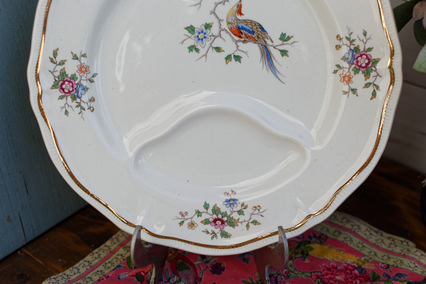 1960s ~ LONGCHAMP ~ France ~ French Vintage Ironstone Floral Asparagus Plate ~ Terre de Fer