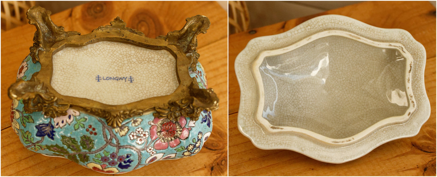 French Vintage Cloisonne High Glazed Jewelry Box Collectible EMAUX de Saint Jean L'Aigle Factory in LONGWY