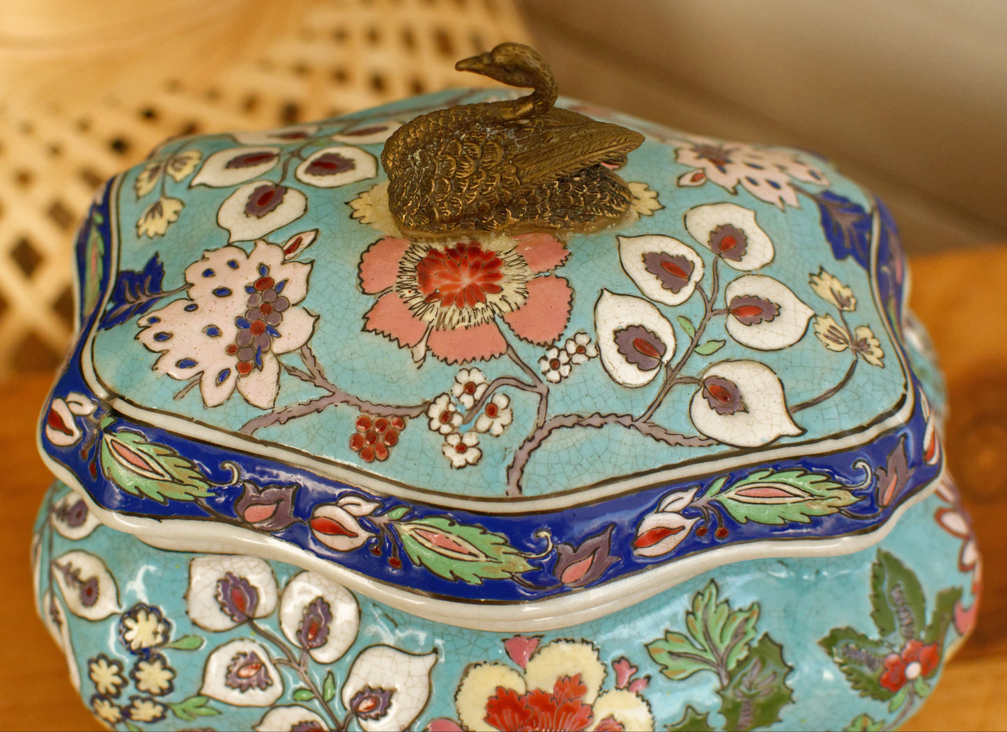 French Vintage Cloisonne High Glazed Jewelry Box Collectible EMAUX de Saint Jean L'Aigle Factory in LONGWY