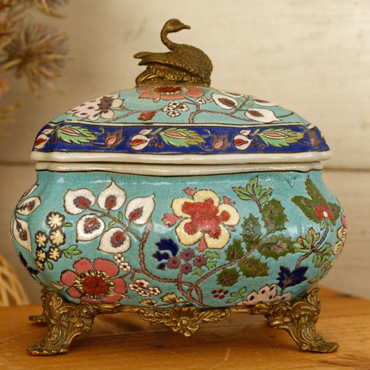 French Vintage Cloisonne High Glazed Jewelry Box Collectible EMAUX de Saint Jean L'Aigle Factory in LONGWY