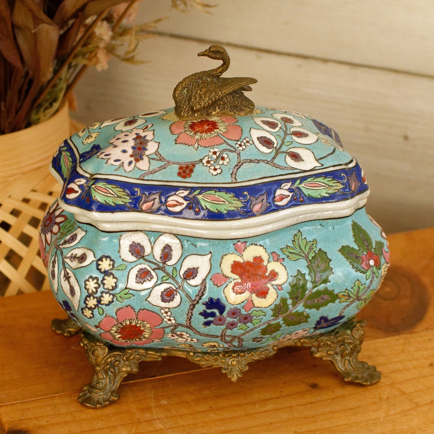 French Vintage Cloisonne High Glazed Jewelry Box Collectible EMAUX de Saint Jean L'Aigle Factory in LONGWY