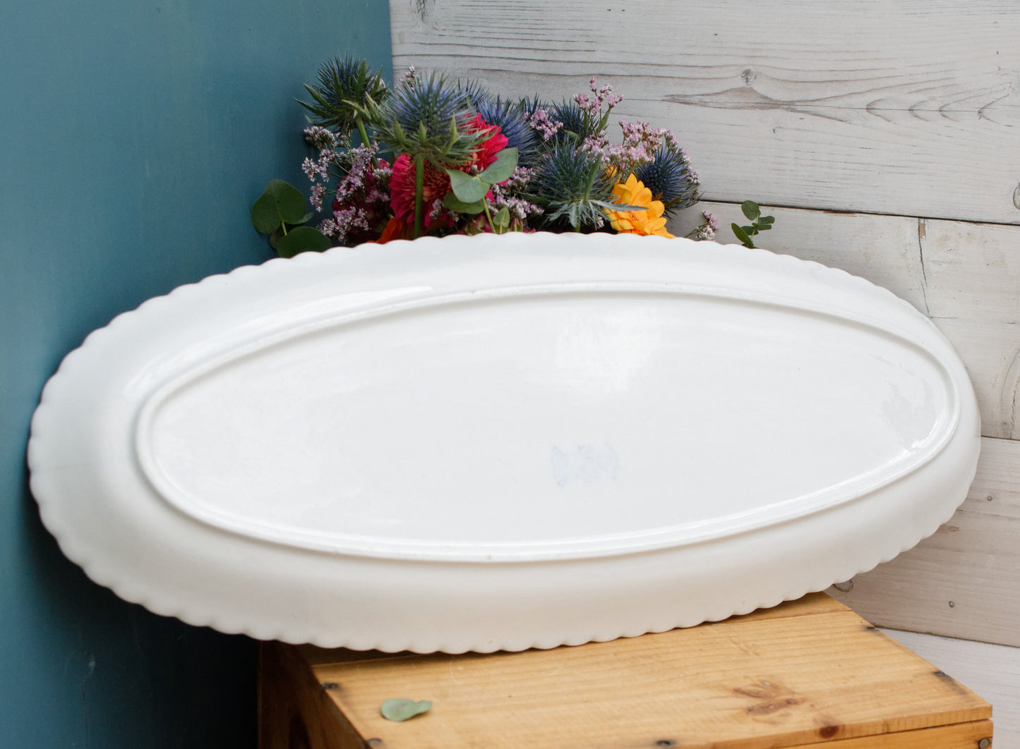 1930's K&G (Keller et Guérin) Lunéville French Vintage Fine Porcelain Fish Plate Platter Made in France