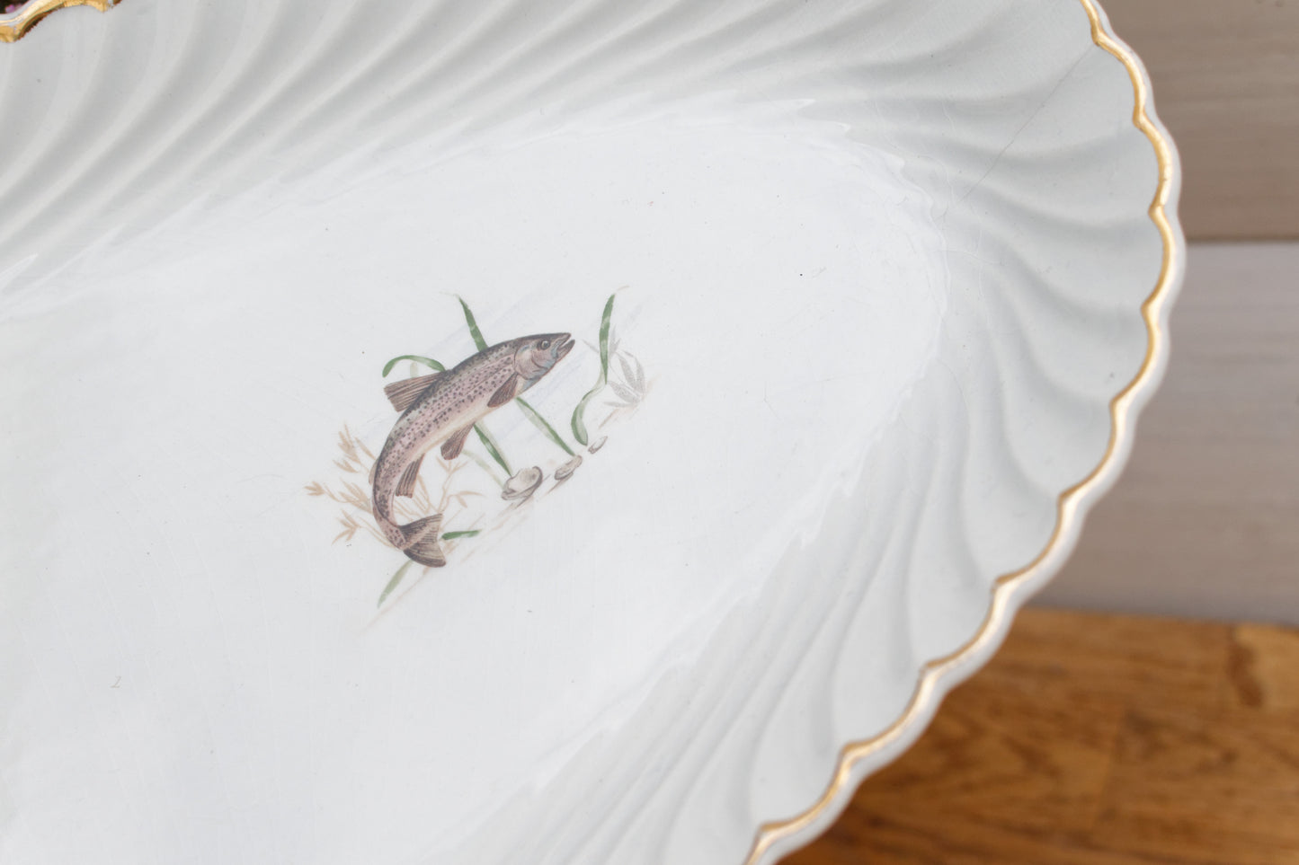 1930's K&G (Keller et Guérin) Lunéville French Vintage Fine Porcelain Fish Plate Platter Made in France