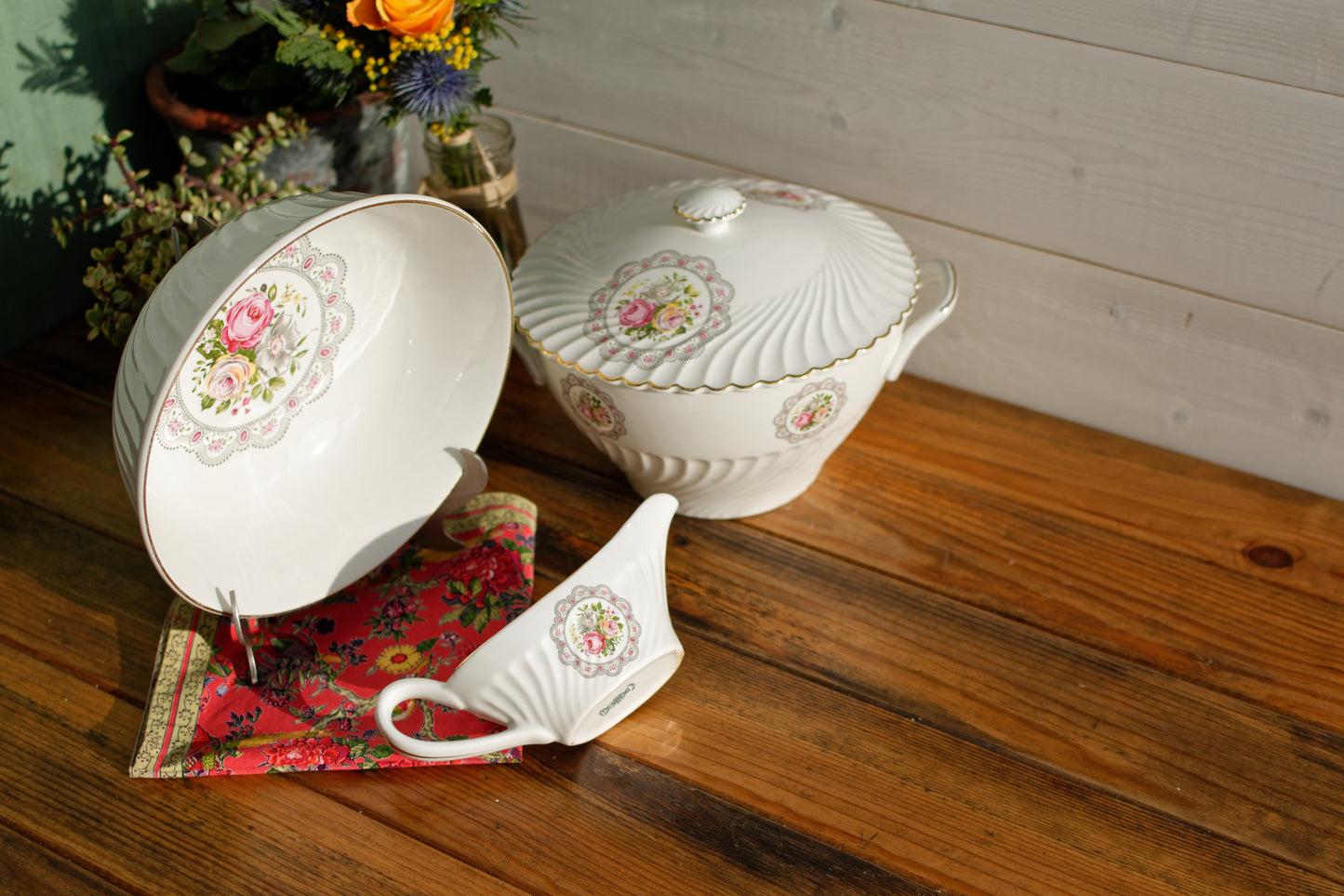 1930s ~ K&G (Keller et Guérin) Luneville ~ French Antique Ironstone Floral Porcelain Floral Serving Piece ~ Terre de Fer