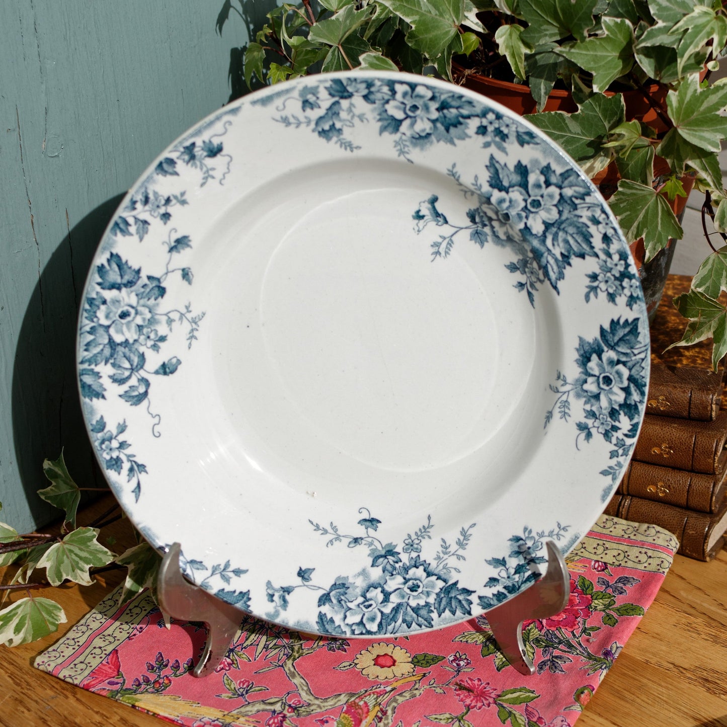 MARIE LOUISE Moulin des Loups & Hamage Nord French Antique Ironstone Blue Transferware Plate Terre de Fer