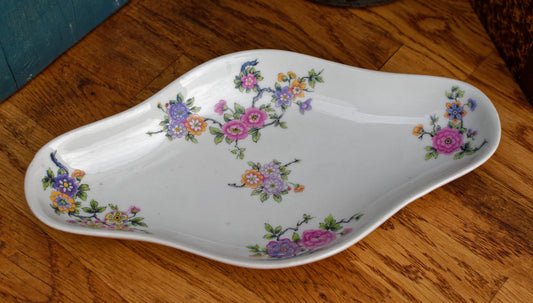 M. Michelaud Freres Limoges Made in France French Vintage Floral Ironstone Small Oval Serving Plate Ravier Fine Porcelian China