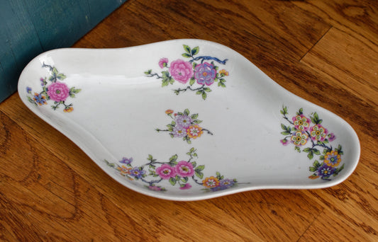 M. Michelaud Freres Limoges Made in France French Vintage Floral Ironstone Small Oval Serving Plate Ravier Fine Porcelian China