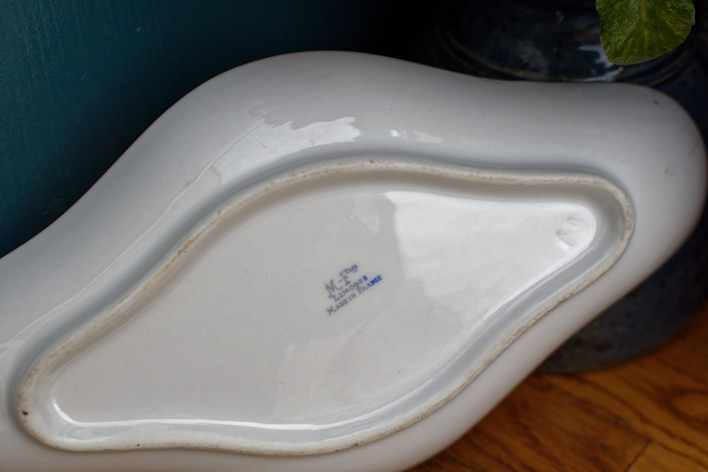 M. Michelaud Freres Limoges Made in France French Vintage Floral Ironstone Small Oval Serving Plate Ravier Fine Porcelian China