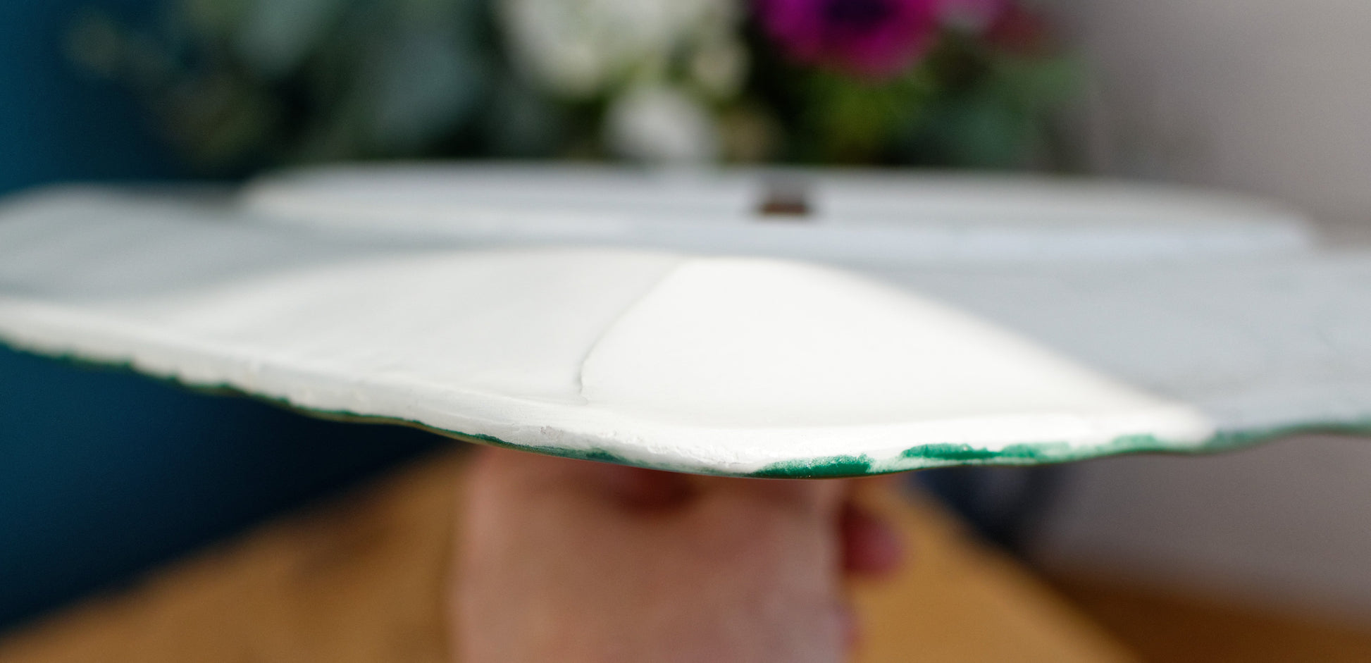 Made in Italy French Vintage Ironstone Hand-Painted Fruit Scene Porcelain Square Serving Piece with detachable handle Terre de Fer