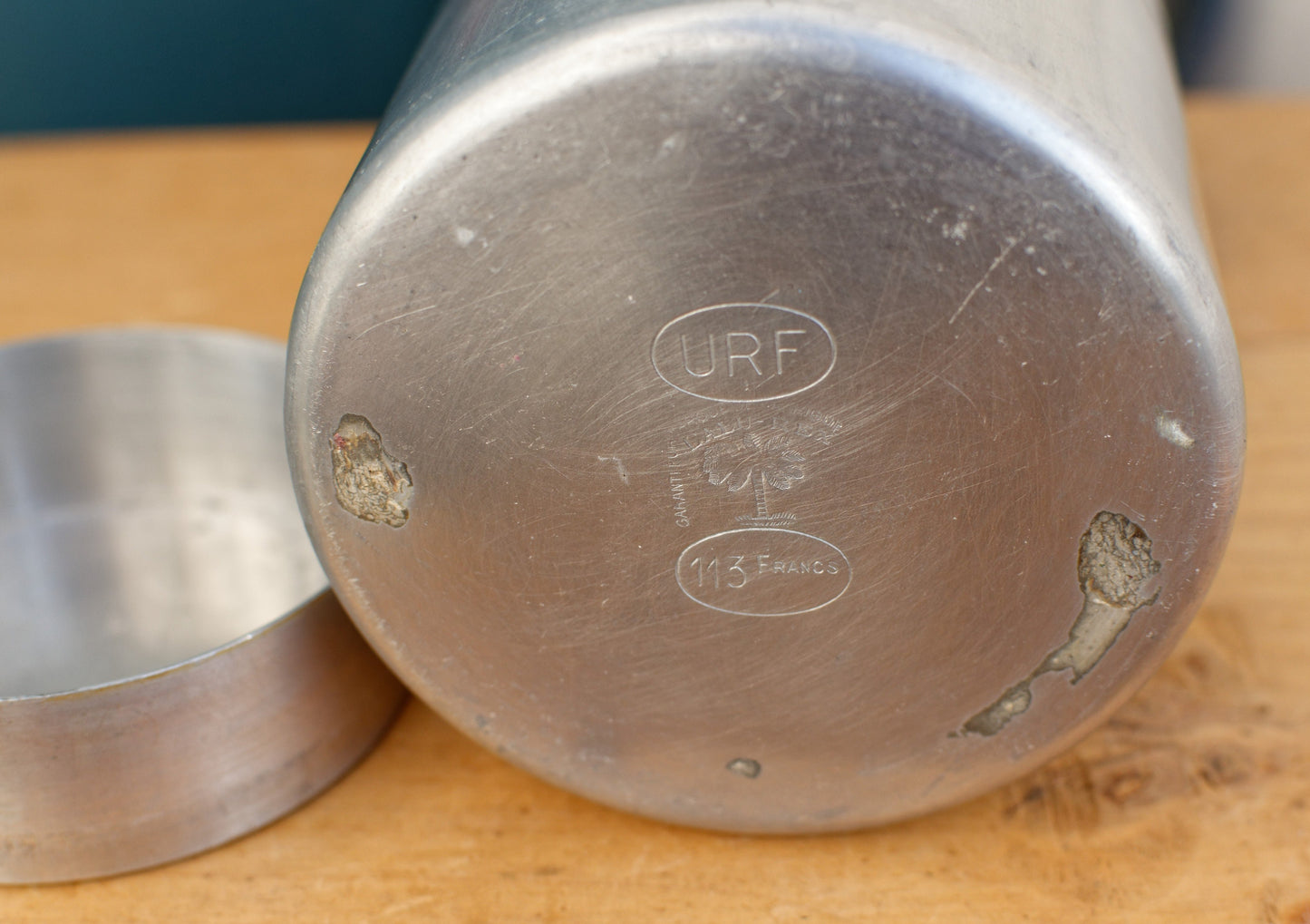URF 113 Francs 1 1/2 Litres ALUMINUM PUR Lidded Milk Churn Pot Pail French Farmhouse Decorative Milk Pot Made in