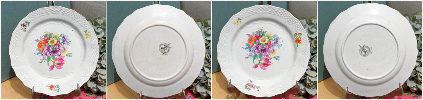 Hamage Moulins des Loups NORD France French Vintage Ironstone Porcelain Floral Cake Service Platter Plate