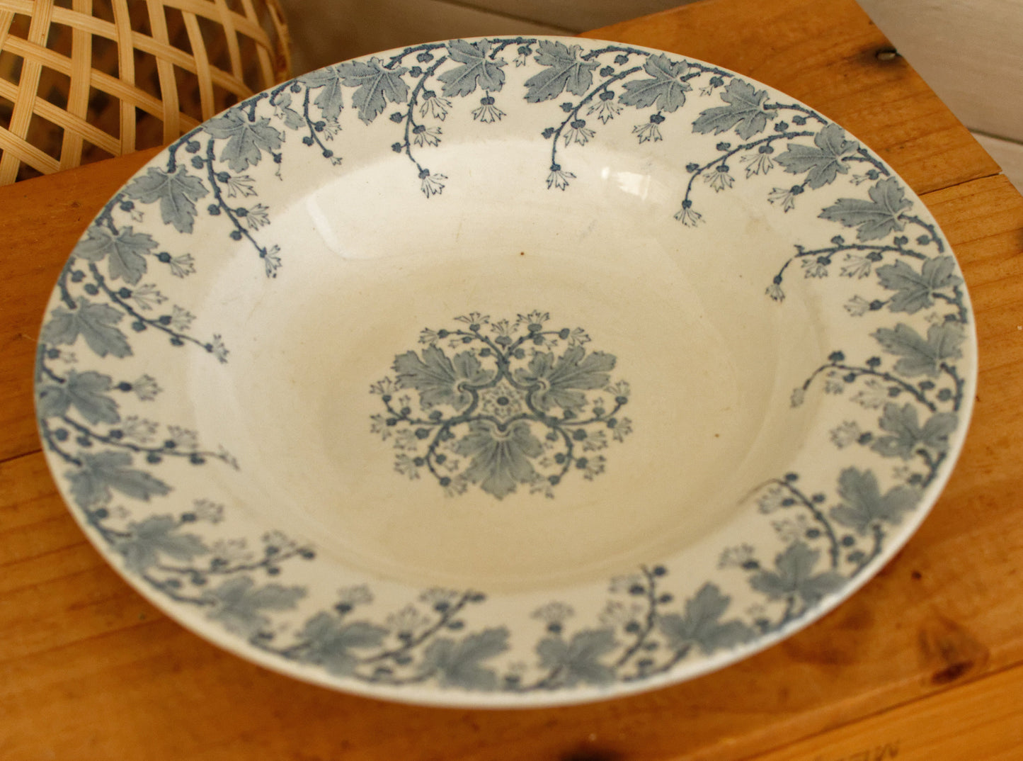 1900s ~ "NEVA" K&G (Keller et Guérin) Lunéville ~ French Antique Ironstone Blue Transferware Soup Tureen & Serving Plate ~ Terre de Fer en Faience