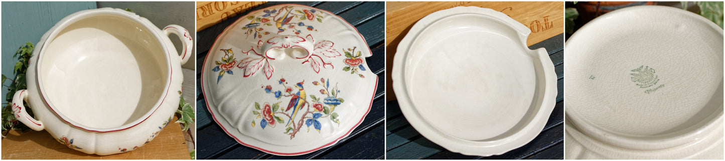 1950s ~ "PHOENIX" VILLEROY & BOCH ~ French German Vintage Floral Ironstone Soup Tureen "Soupiere" ~ Terre de Fer
