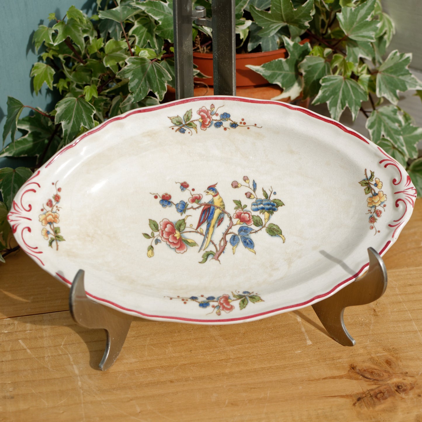 1950s ~ "PHOENIX" VILLEROY & BOCH ~ French German Vintage Floral Ironstone Small Oval Serving Plate "Ravier"~ Terre de Fer