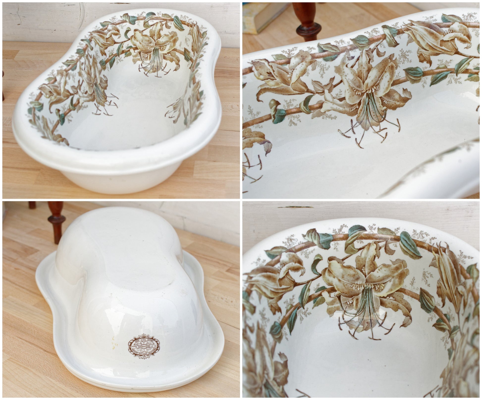 French Bidet Porcelaine Anglaise Cauldon EP Concessionaire Paris Grand Prix 1889 P.Puech Bordeaux