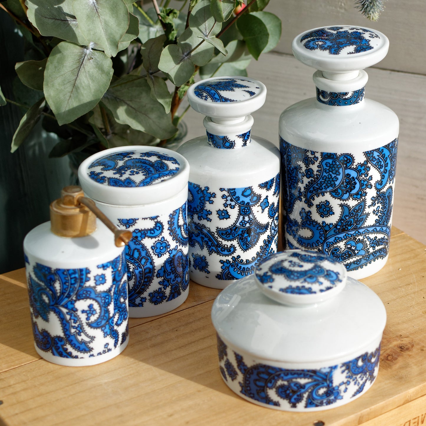 Porcelaines Champs-Elysees French Vintage Fine Porcelain Baroque Style Toiletry Set Paris, France