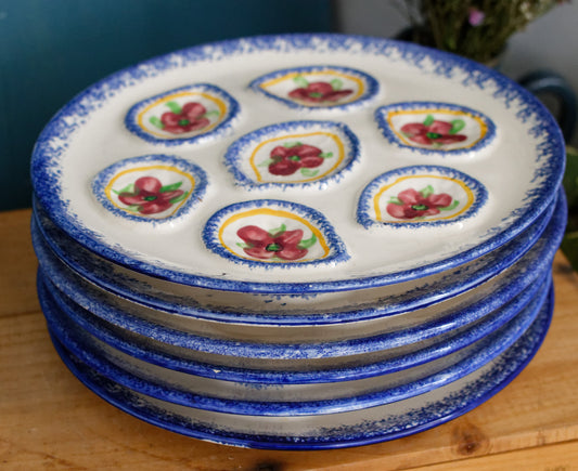 BINIC Peint Main Breton French Vintage Oyster Huître Shellfish Plate Ceramic Majolica