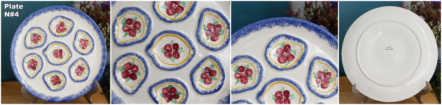 BINIC Peint Main Breton French Vintage Oyster Huître Shellfish Plate Ceramic Majolica