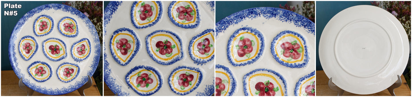BINIC Peint Main Breton French Vintage Oyster Huître Shellfish Plate Ceramic Majolica