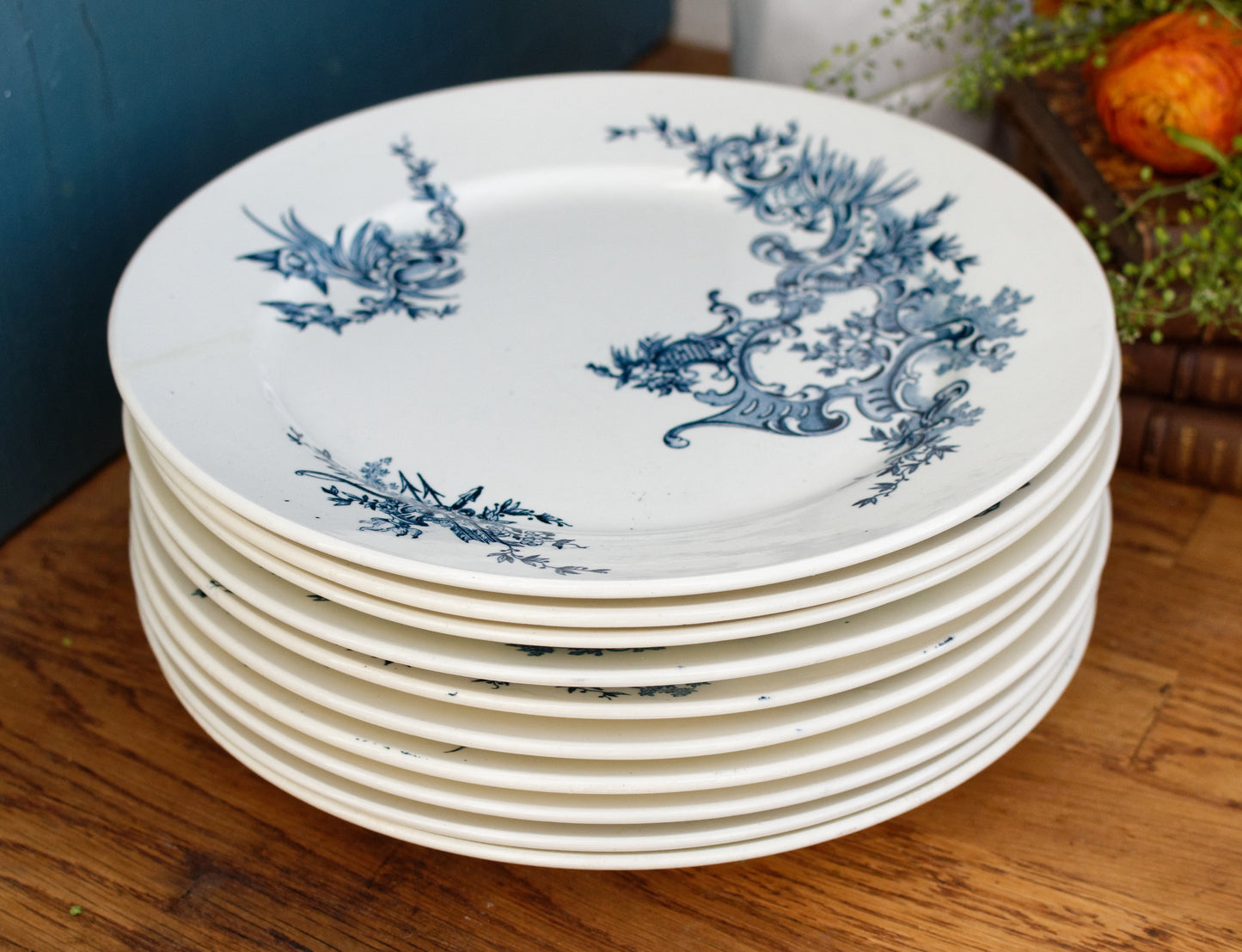 REGENT Boch Freres Keramis (BFK) Belgian Antique Ironstone Blue Transferware Plate Terre de Fer en Faience