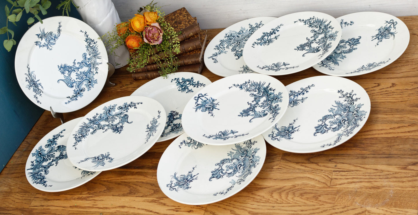 REGENT Boch Freres Keramis (BFK) Belgian Antique Ironstone Blue Transferware Plate Terre de Fer en Faience