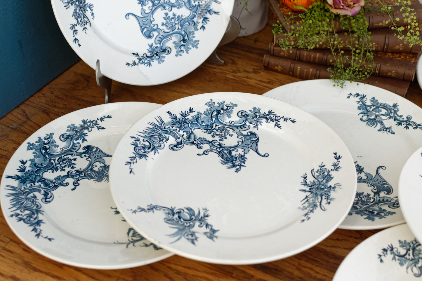 REGENT Boch Freres Keramis (BFK) Belgian Antique Ironstone Blue Transferware Plate Terre de Fer en Faience