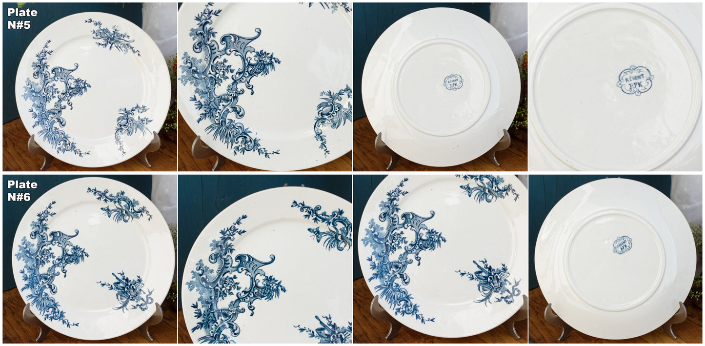 REGENT Boch Freres Keramis (BFK) Belgian Antique Ironstone Blue Transferware Plate Terre de Fer en Faience