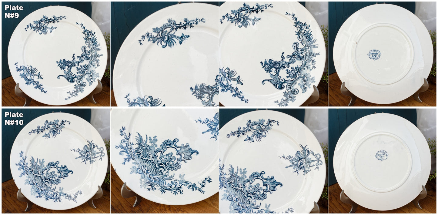 REGENT Boch Freres Keramis (BFK) Belgian Antique Ironstone Blue Transferware Plate Terre de Fer en Faience