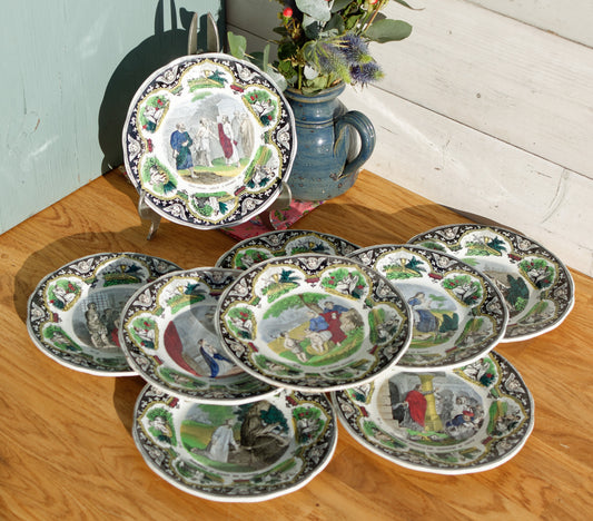 Religious Scenes CREIL et MONTEREAU Medailles D'Or Porcelaine Opaque French Antique Ironstone Collectible Talking Plate