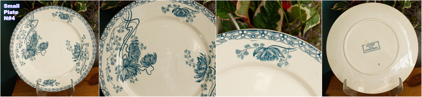 1900s ~ "ROYAT" SARREGUEMINES U&C ~ French Antique Ironstone Blue Transferware Small Plate ~ Terre de Fer en Faience