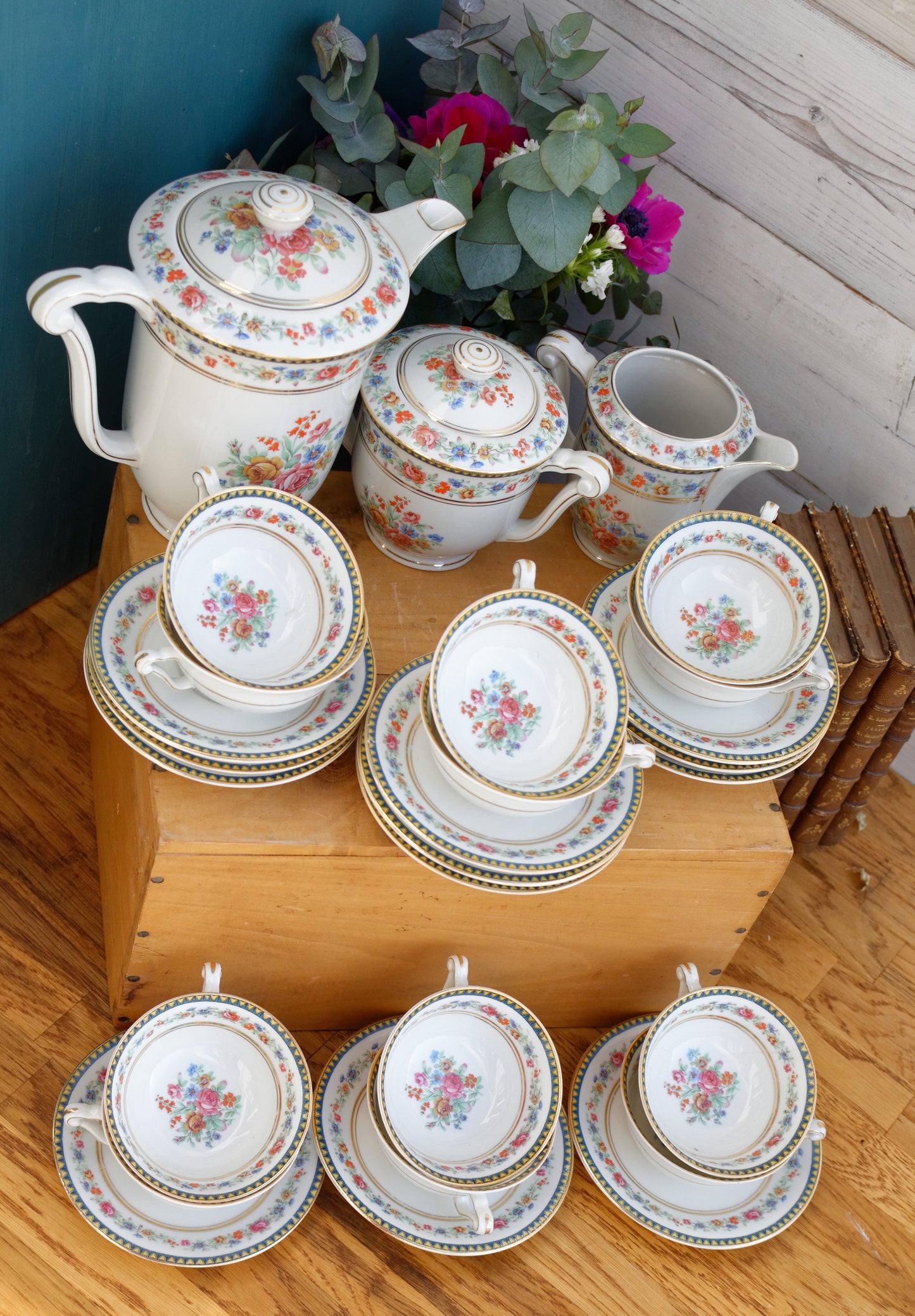 Raynaud & Co R&C LIMOGES France French Antique Fine Porcelain Coffee/Tea Service for 9 people