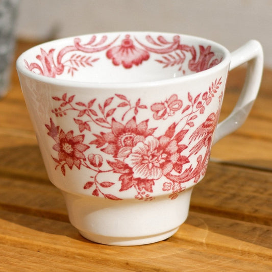 1960s ~ "WINDSOR" Ridgway of STAFFORDSHIRE England 1792 ~ English Vintage Red Transferware Coffee/Tea Cups Mugs - Terre de Fer Fine China