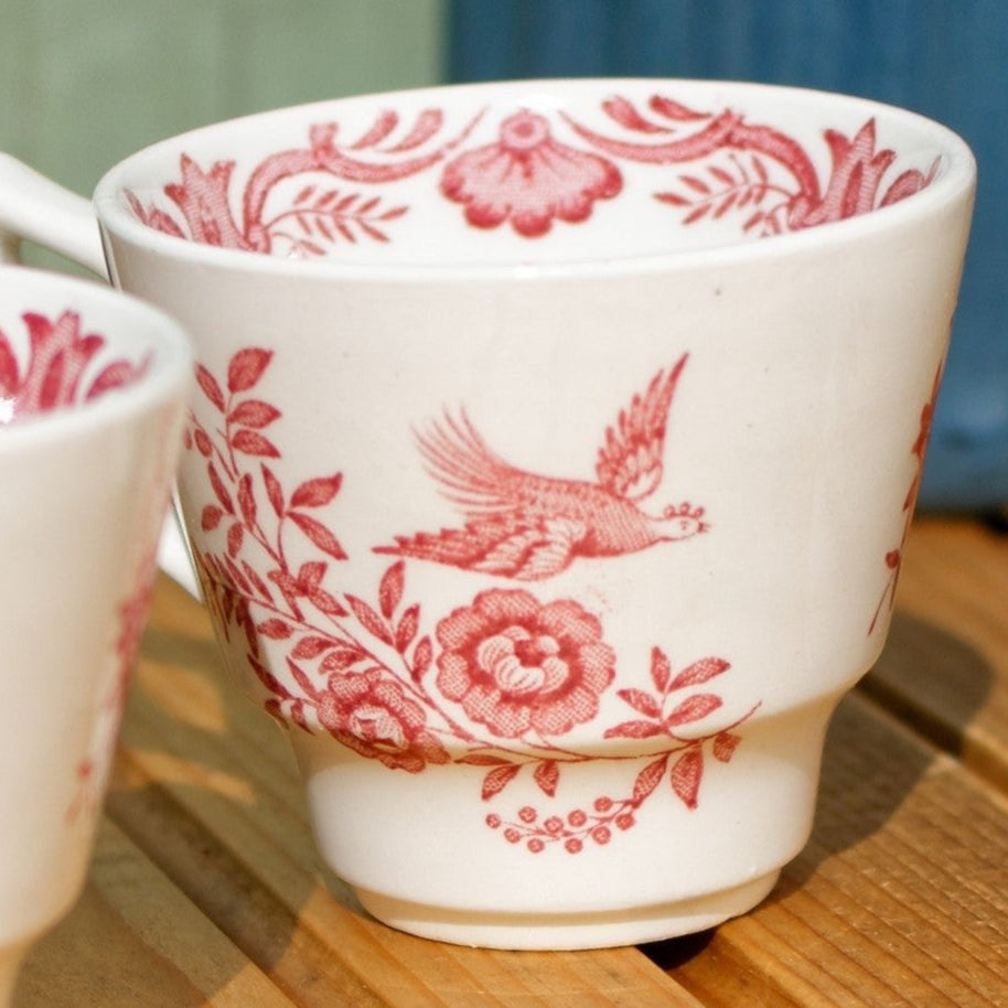 1960s ~ "WINDSOR" Ridgway of STAFFORDSHIRE England 1792 ~ English Vintage Red Transferware Coffee/Tea Cups Mugs - Terre de Fer Fine China
