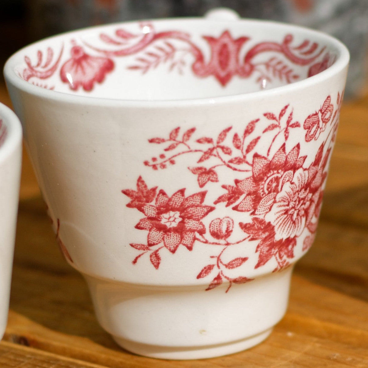 1960s ~ "WINDSOR" Ridgway of STAFFORDSHIRE England 1792 ~ English Vintage Red Transferware Coffee/Tea Cups Mugs - Terre de Fer Fine China