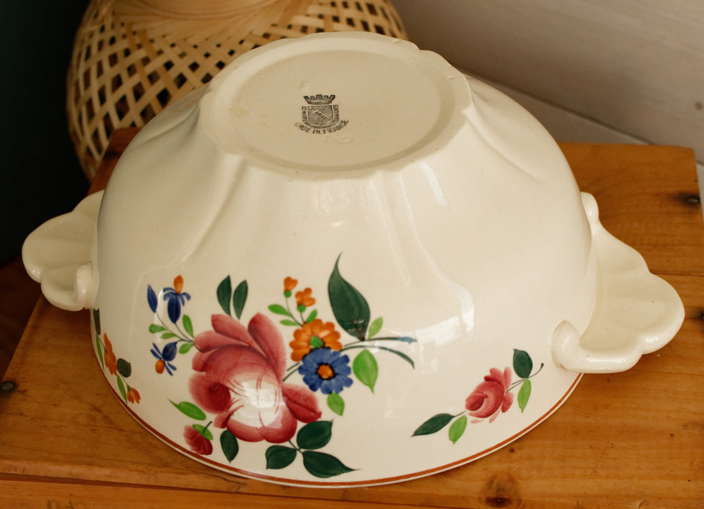 ST AMAND Ste des Etablissement de Ceramique French Vintage Hand-Painted Ironstone Polychrome Soup Tureen Soupiere Terre de fer faience