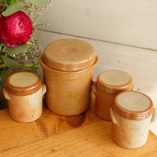 French Vintage Stoneware Lidded Pot Saloir "Pot en Gres" ~ Glazed Sandstone Salt Pot ~ Foie Gras Terrine ~ Terre Cuite (Copy)