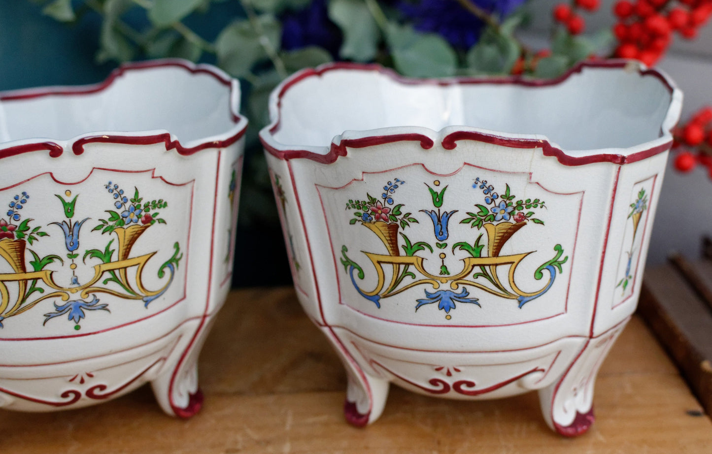 Sarreguemines U&C Faience Terre de Fer Garden Planters