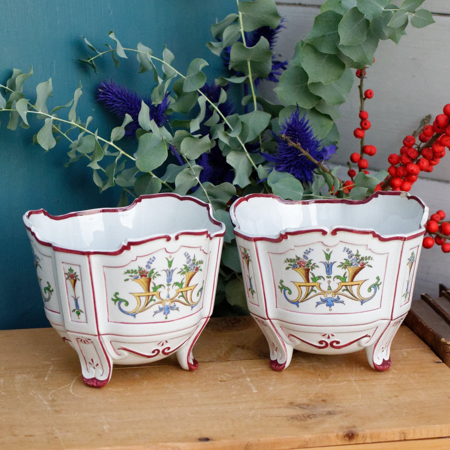 Sarreguemines U&C Faience Terre de Fer Garden Planters