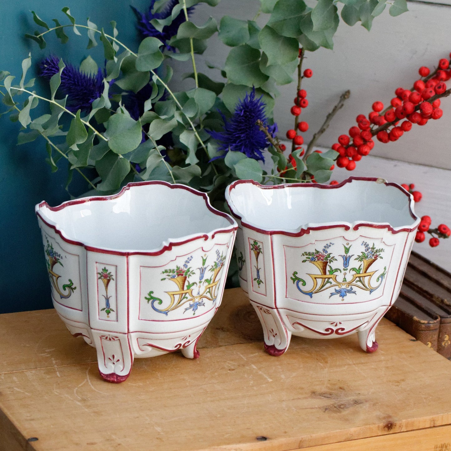 Sarreguemines U&C Faience Terre de Fer Garden Planters
