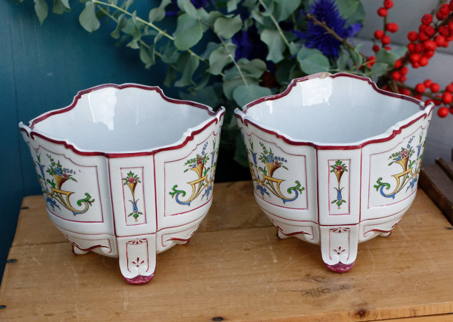 Sarreguemines U&C Faience Terre de Fer Garden Planters