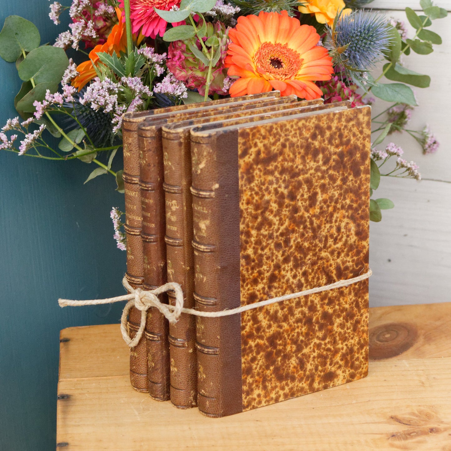 French Antique Hardcover Leather Bound Brown Book Novel "Livre Roman". Histoires de Village Alexandre WEILL. La Reine des Epees Paul FEVAL. Histoire d'un Bouton Piotre ARTAMOV. Perdue et Retrouvee Ernest SERRET