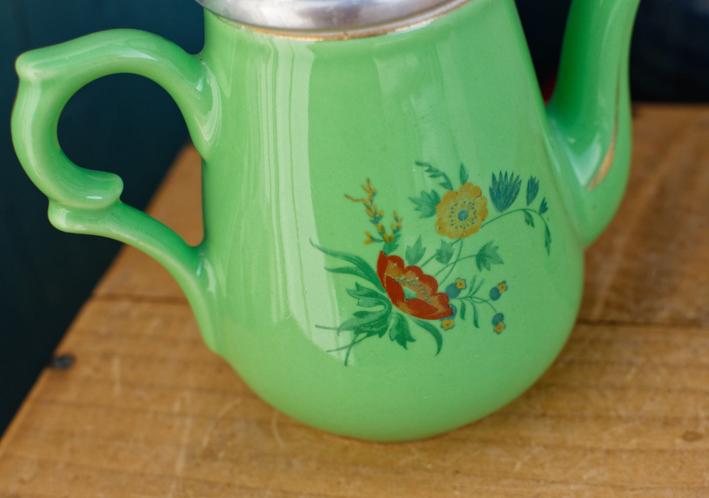 French Vintage Porcelain Small Coffee Tea Pot Percolator with Filter Collectible Cafetiere