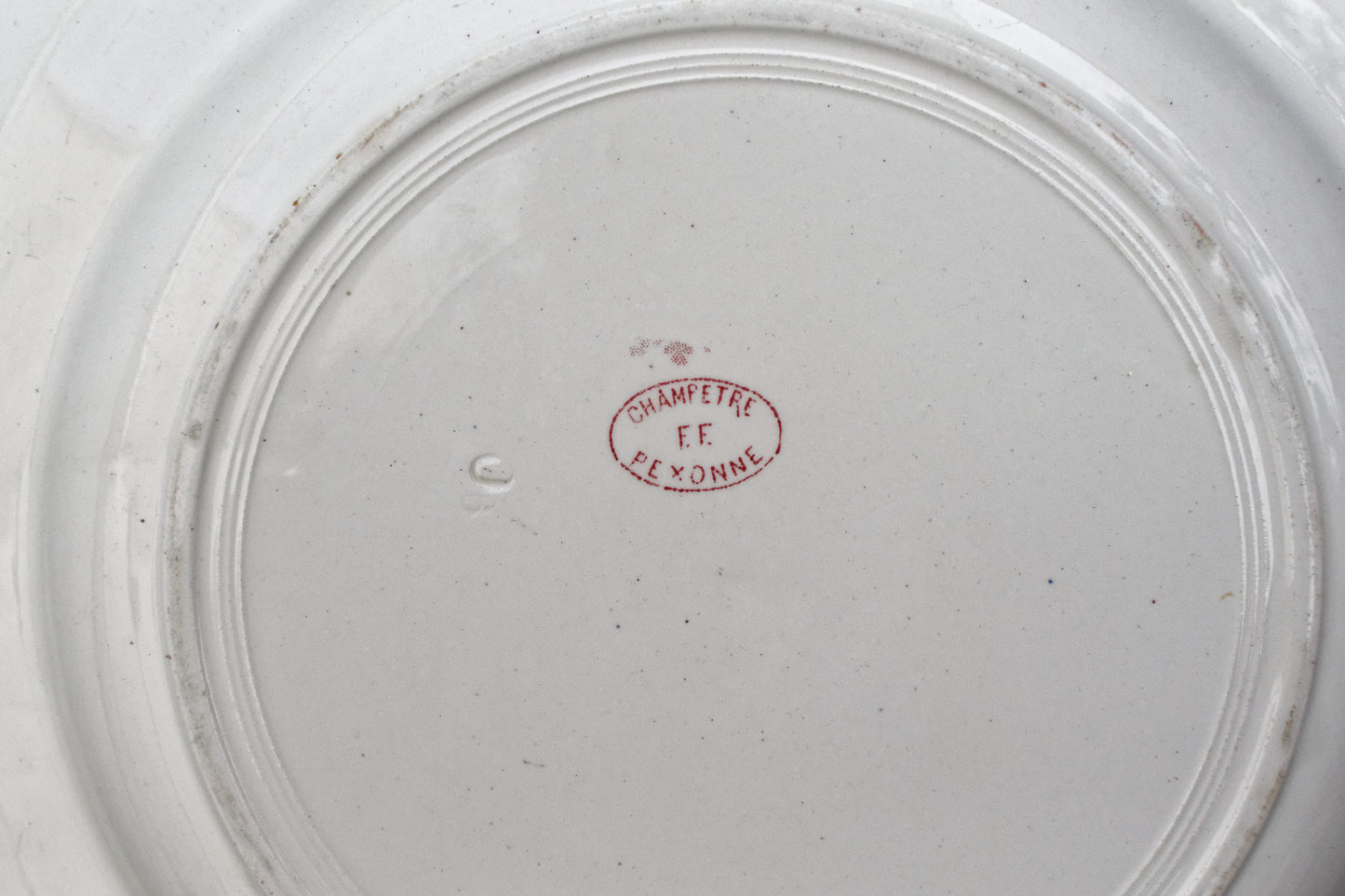 French Ironstone Red Transferware Soup Tureen Soupiere & Serving Plate Champetre FF (Fenal Frères) PEXONNE Terre de Fer