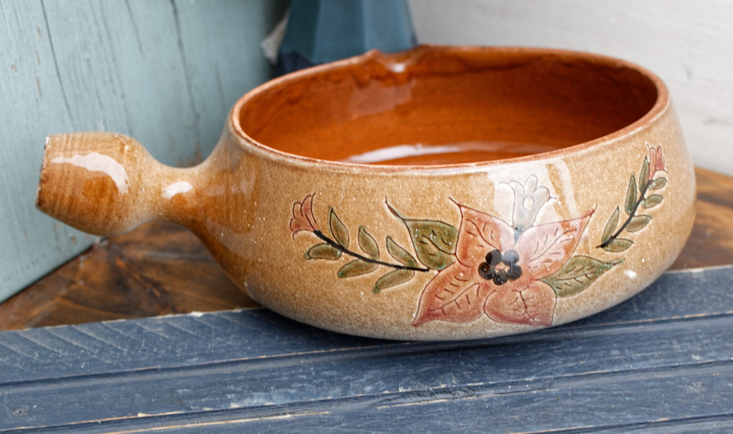 ALSACE SOUFFLENHEIM
French Vintage Glazed Ceramic Stoneware Gratin Pot Casserole Dish Terra Cotta Terre Cuite