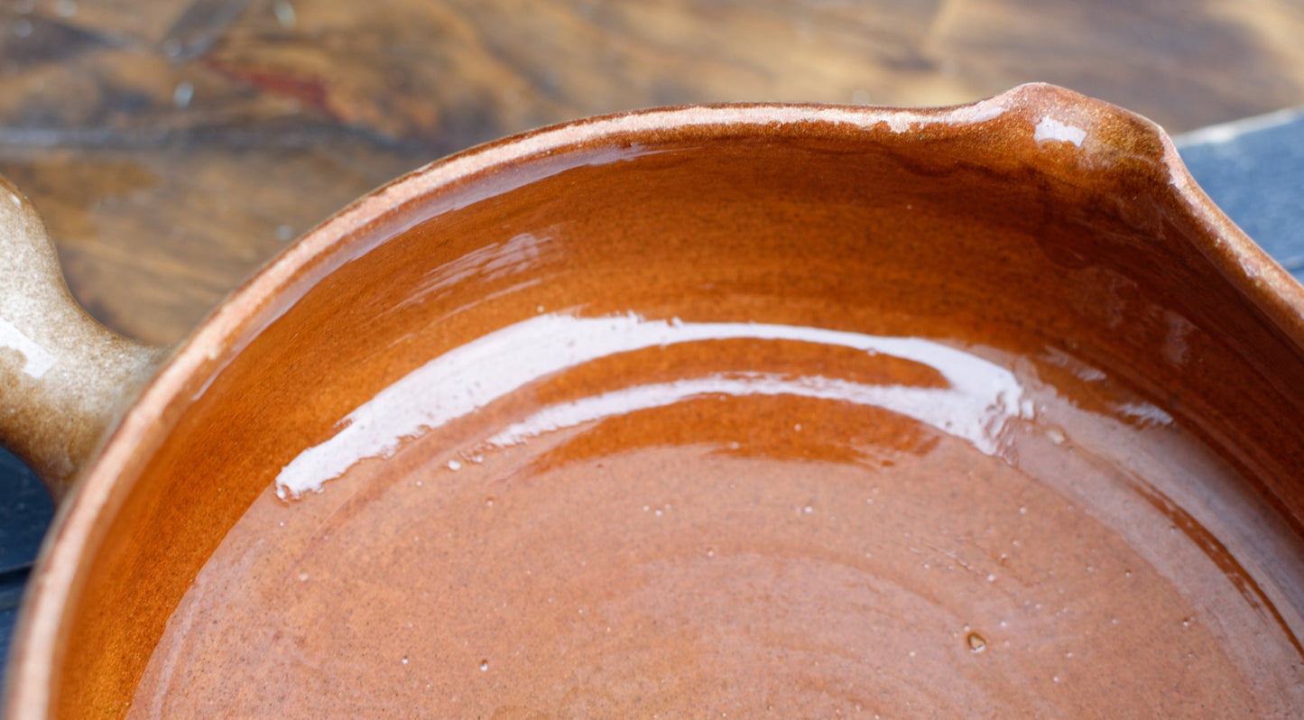 ALSACE SOUFFLENHEIM
French Vintage Glazed Ceramic Stoneware Gratin Pot Casserole Dish Terra Cotta Terre Cuite