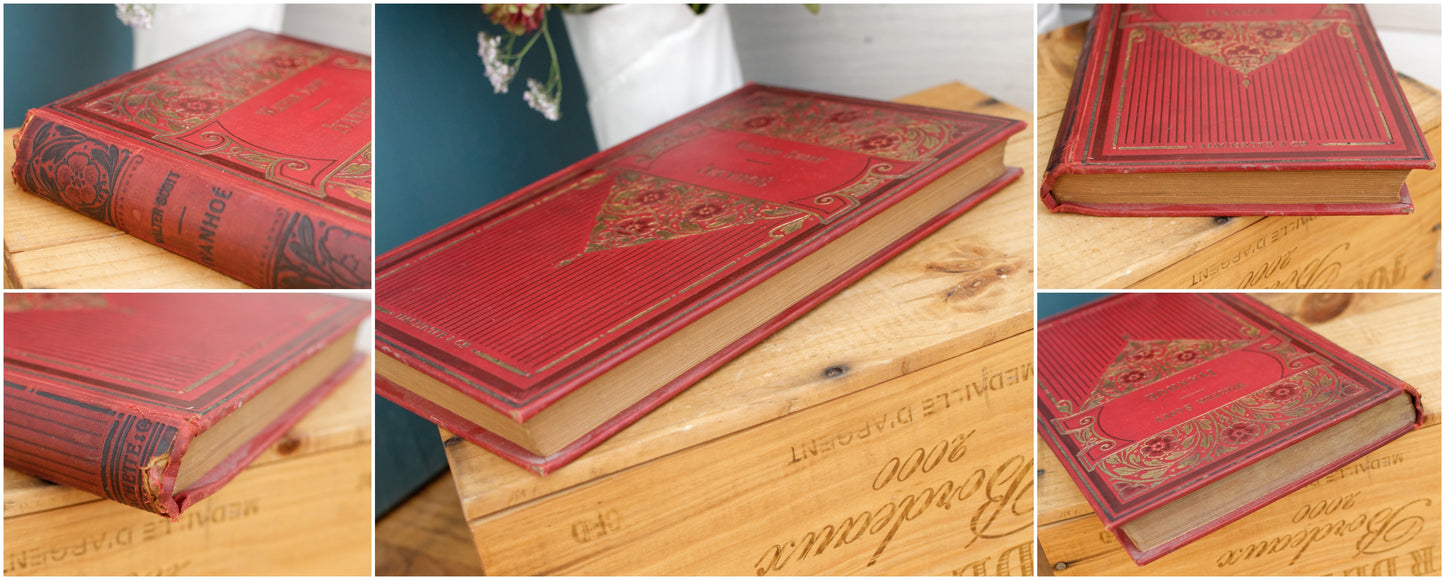 1913 IVANHOE by Walter Scott HACHETTE et Cie French Antique Collectible First Edition Illustrated Polychrome Hardcover Book Novel Gilded Cartonnage Livre Roman