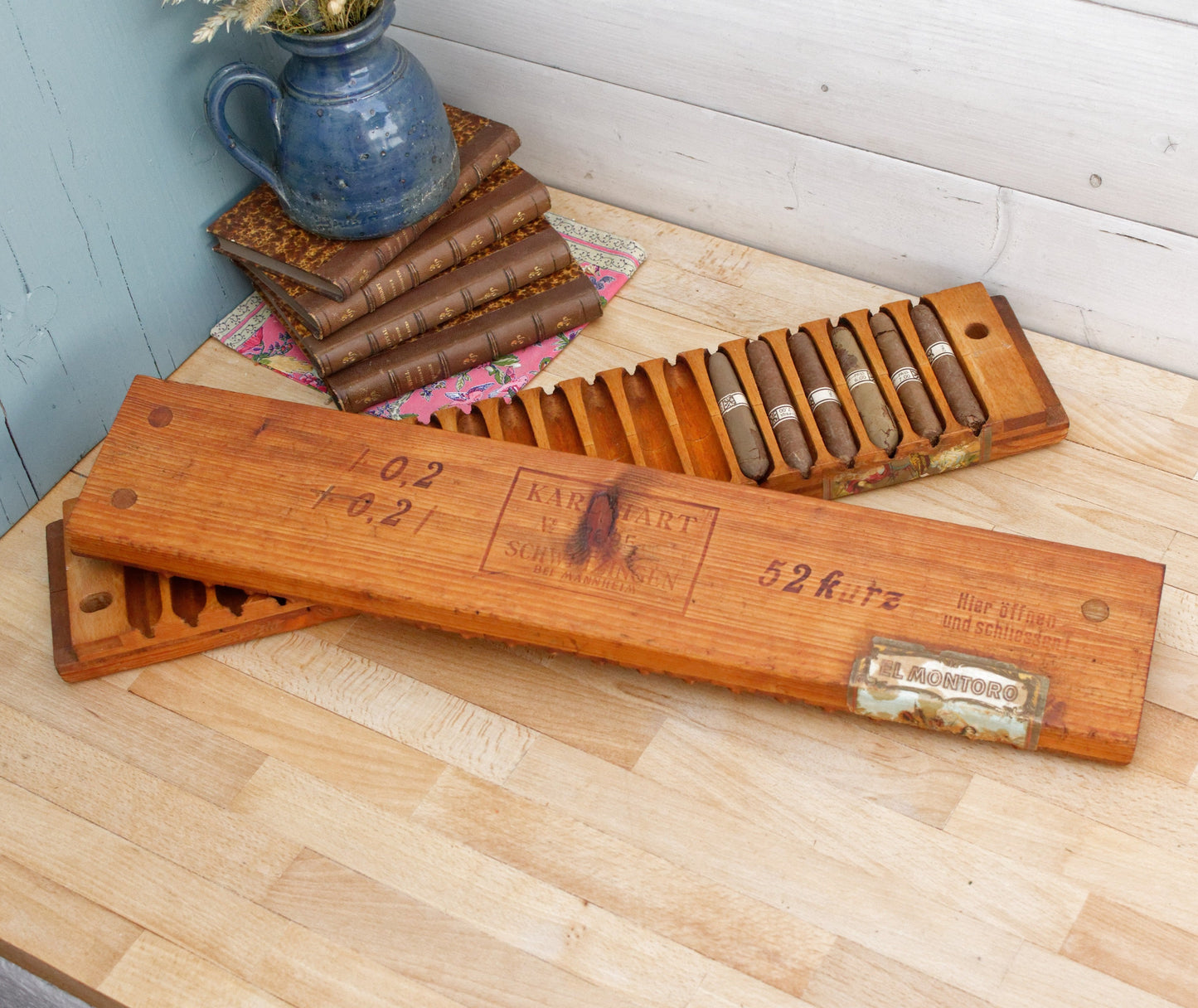 German Antique Germany Karl Hart Schwetzingen by Mannheim Wooden Cigar Mold 20 Tobacco Mold
